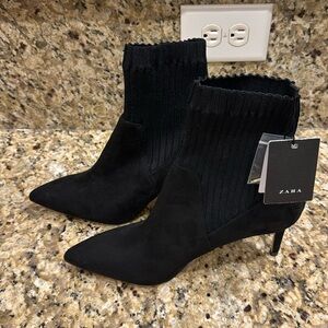 NWT Zara Sock Ankle Stiletto Booties Size 40 (US size 9)